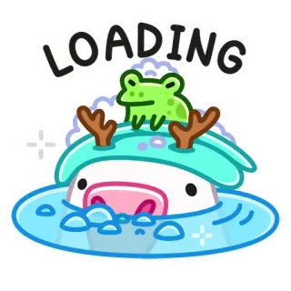 🤔 LOADING chargement, grenouille, mignon, dessin animé, eau, animal telegram sticker