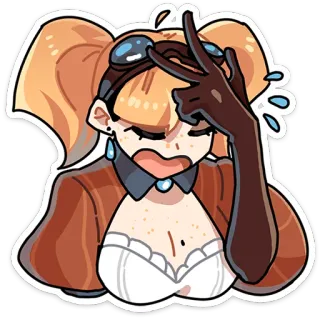 ⭐ anime, meisje, personage, steampunk, bril, facepalm whatsapp sticker