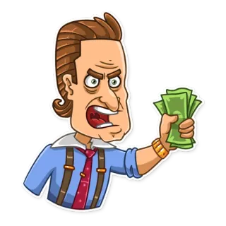 💵 dinheiro, ganância, desenho animado, zangado telegram sticker