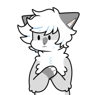 😣 Furry, Animal, Desenho animado, Triste, Fofo, Lobo telegram sticker