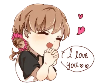 👩 I Love You o.o Liebe, Herzen, süß, Cartoon, Mädchen, Chibi, Gruß telegram sticker