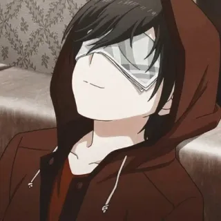 🖇 anime, hoodie, character, obscured face, male, relaxing telegram sticker