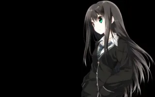 🤔 anime, menina, uniforme escolar, cabelo longo telegram sticker