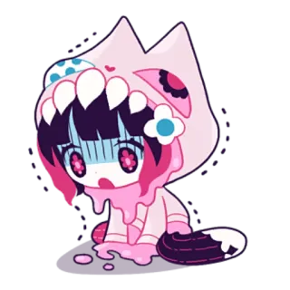 😨 kawaii, anime, mignon, pastel, monstre, triste whatsapp sticker