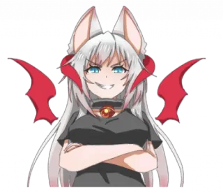 😈 Anime, Chica, Demonio, Linda, Colmillos, Alas telegram sticker