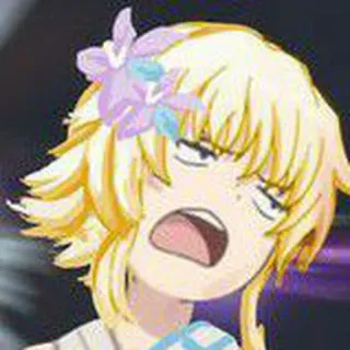 ⛸ anime, cartoon, blonde hair, facial expression, flower, sticker telegram sticker