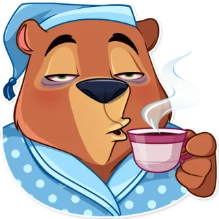 ☕️ หมี, ง่วง, กาแฟ, การ์ตูน, ขี้เกียจ, เช้า, เหนื่อย telegram sticker
