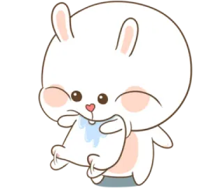 😌 thỏ, dễ thương, kawaii, động vật, hoạt hình, nhãn dán telegram sticker