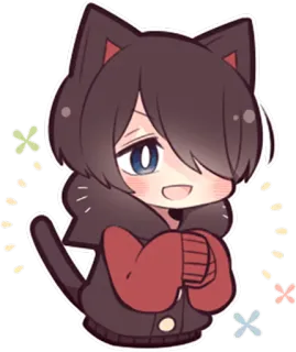 😃 Chibi, Orecchie da gatto, Carino, Anime, Kawaii, Cartone animato, Personaggio, Adesivo whatsapp sticker