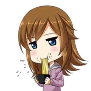 🍴 Anime, Manga, Chibi, Mädchen, Ramen, Essen, Süß whatsapp sticker