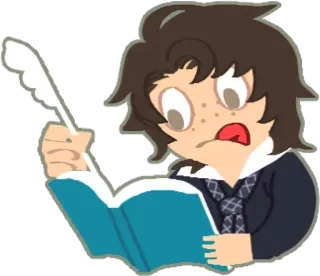 🖌️ 阅读, 书, 写作, 笔, 卡通, 学习 telegram sticker