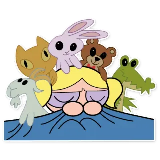 😞 Bubbles Powerpuff Girls Cartone animato, Animale, Carino, Sonno, Ragazza telegram sticker