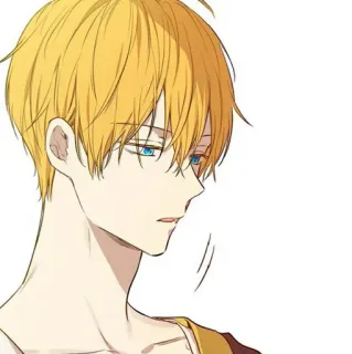 💀 Anime, Anak laki-laki, rambut kuning, mata biru, Ilustrasi telegram sticker