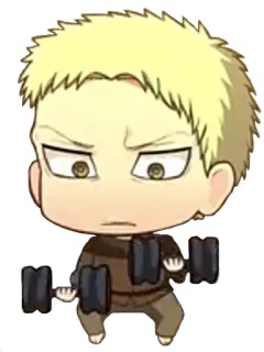 💪 Reiner Braun Attack on Titan Anime, Ataque a los Titanes, Reiner Braun, Chibi, Pegatina whatsapp sticker