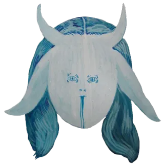 👿 สัตว์ประหลาด, สิ่งมีชีวิต, เขา, แฟนตาซี, ตำนาน, สีน้ำเงิน telegram sticker