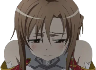 😭 Asuna Yuuki Sword Art Online anime, chorando, triste, garota, lágrimas, emocional, ilustração, desenho animado telegram sticker