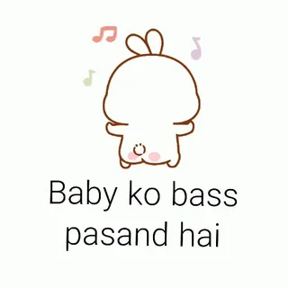 💘 Baby ko bass pasand hai 음악, 아기, 토끼, 귀여운, 카와이, 만화 whatsapp sticker