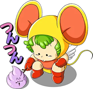 👻 つんつん Anime, Dễ thương, Hoạt hình, Kawaii, Chuột, Tóc xanh lá, Hồng telegram sticker