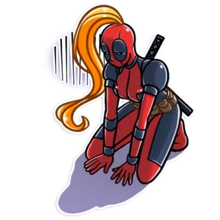 😰 Deadpool เดดพูล, มาร์เวล, ซูเปอร์ฮีโร่, ตัวละครในการ์ตูน, ดาบคาตานะ telegram sticker