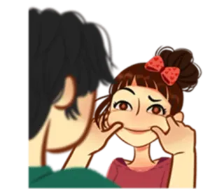 😊 สติกเกอร์, การ์ตูน, ผู้หญิง, ใบหน้า, สีหน้า, ความรัก telegram sticker
