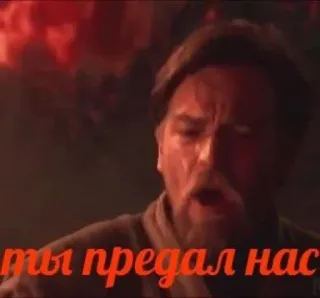 😢 Obi-Wan Kenobi Star Wars ты предал нас obi-wan kenobi, star wars, betrayal, revenge of the sith, meme, you were the chosen one telegram sticker