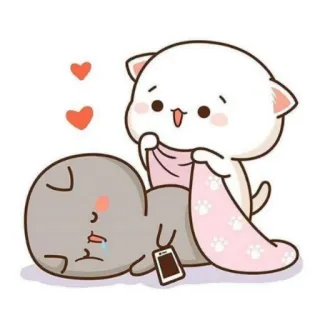 🙂 Cartoon, Katzen, Schlafen, Decke, Süß, Tiere telegram sticker