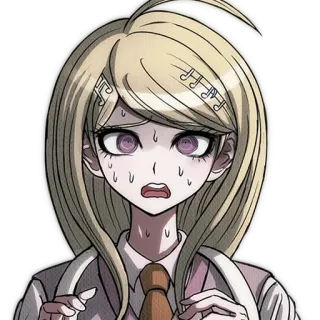 😰 Kaede Akamatsu Danganronpa V3: Killing Harmony anime, sợ hãi, tóc vàng, nghệ sĩ piano, Danganronpa telegram sticker