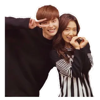 ✌️ couple, souriant, signe de paix, cœur avec les mains, portrait, acteurs coréens telegram sticker