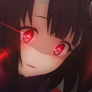 🤔 anime, gadis, mata merah, menyeramkan, mengancam, gelap telegram sticker