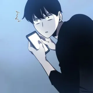 📱 man, anime, telefoon, bezorgd, geschrokken, verward telegram sticker