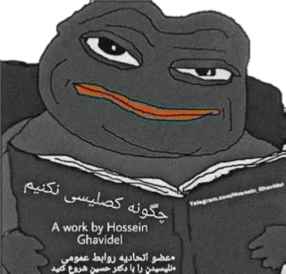 📓 چگونه کصلیسی نکنیم pepe, kikker, meme, boek, lezen, internet meme telegram sticker