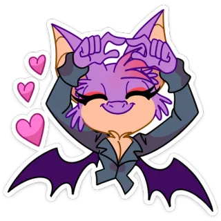 😍 kelelawar, kartun, binatang, lucu, hati, kawaii, stiker whatsapp sticker