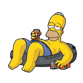🍺 Homer Simpson The Simpsons homer, simpson, kartun, bir, donat, santai, kuning, berenang telegram sticker