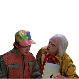 💻 Marty McFly, Emmett Brown Back to the Future movie, 80s, science fiction, time travel, Back to the Future, Marty McFly, Emmett Brown telegram sticker