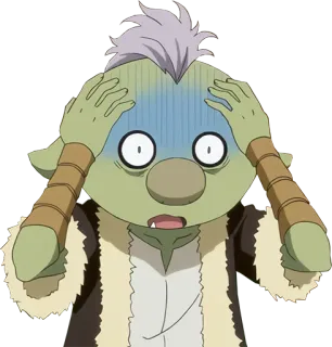 😱 goblin, anime, worried, stressed, character, cartoon telegram sticker