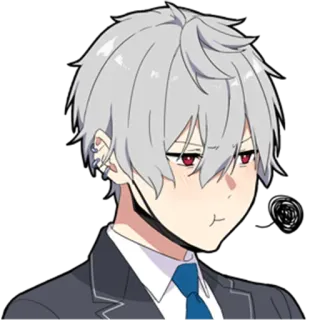 🎩 anime, sticker, character, manga, boy, gray hair, red eyes telegram sticker