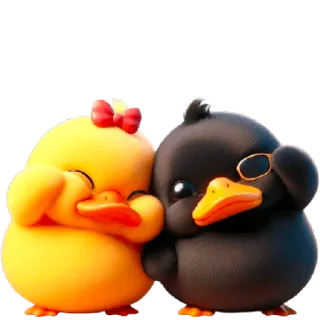😉 patos, lindo, dibujos animados, animales, kawaii, pájaros telegram sticker