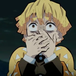 💛 Zenitsu Agatsuma Demon Slayer Zenitsu, Demon Slayer, Anime, Manga, Scared, Shocked, Fear, Agatsuma, Expression whatsapp sticker