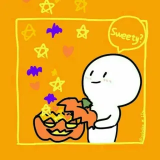 😂 Sweety? halloween, zucca, carino, dolce, stelle, pipistrelli, arancione, cartone animato whatsapp sticker