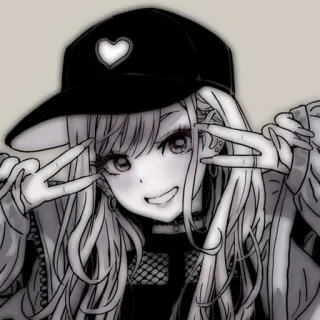 💓 动漫女孩, 和平标志, 可爱, 女孩, 卡通 telegram sticker