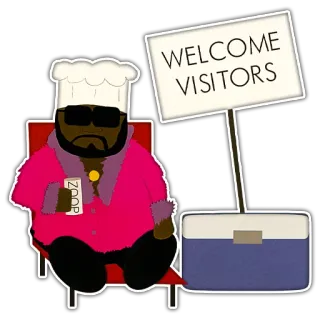 🤝 WELCOME VISITORS chef, visiteurs, panneau, bienvenue, dessin animé telegram sticker