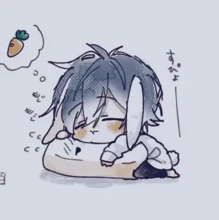 😴 すっぴよ Anime, Chibi, Lapin, Dormant, Mignon, Carotte telegram sticker