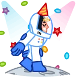 🥳 宇宙飛行士, 宇宙, 月, パーティー, 漫画, キャラクター, 星 telegram sticker