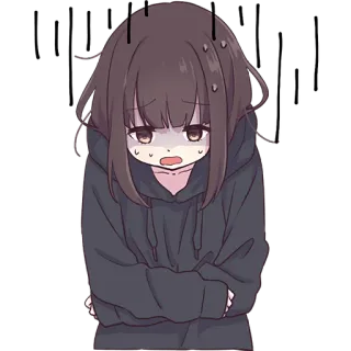 🤮 Anime girl, Buồn, Lo lắng, Bồn chồn, Hoạt hình, Anime telegram sticker