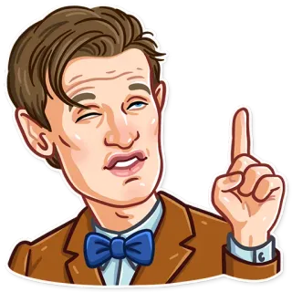 ☝️ Doctor Who eleventh doctor, doctor who, cartoon, character, winking telegram sticker