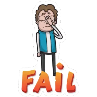 😐 FAIL 失败, 卡通, 悲伤, 沮丧, 失望 telegram sticker