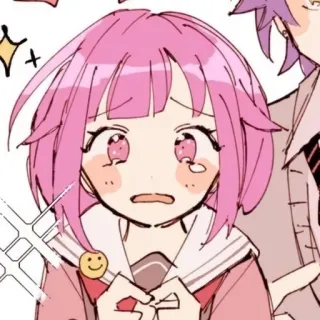 🥺 anime, cute, kawaii, girl, pink hair, sad telegram sticker