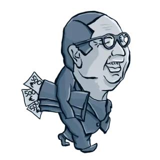 🤑 dinero, euros, dibujos animados, hombre, avaricia telegram sticker