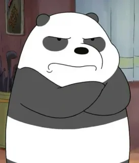 😡 Panda We Bare Bears パンダ, ぼくらベアベアーズ, アニメ, キャラクター, 怒り, 腕組み telegram sticker