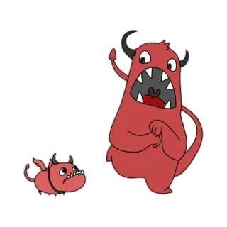 😟 Monster, Cartoon, Dämon, Rot telegram sticker